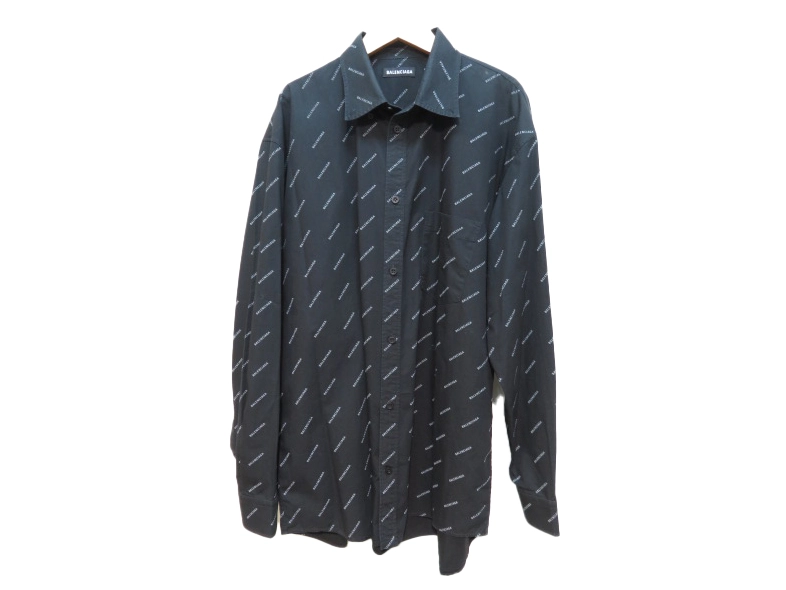 BALENCIAGA バレンシアガ All Over Logo Shirtロゴ長袖シャツ