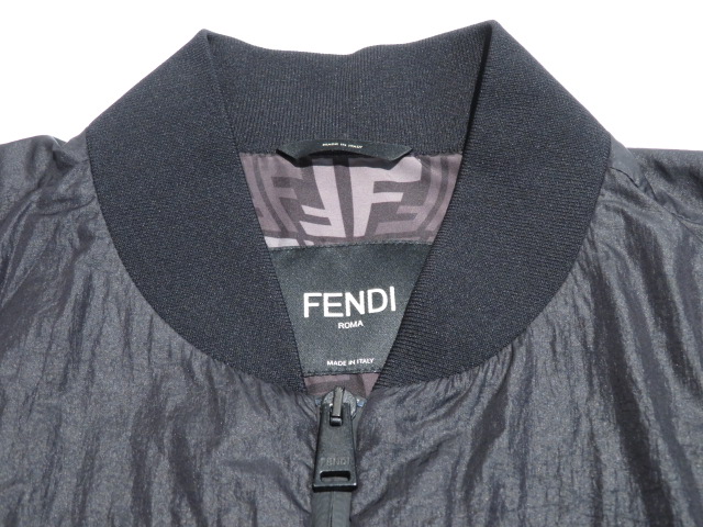 『FENDI』フェンディ バックロゴベロアブルゾン FENDI フェンディ ブルゾン メンズ46 ブラック ナイロン FAA815