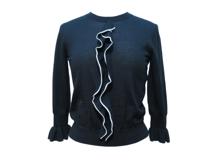 DIOR　ディオール　Bee刺繍フリルニット　レディース34　ブラック　カシミヤ　314S50AM102　2143200622363　【432】