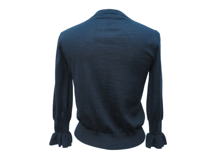 DIOR　ディオール　Bee刺繍フリルニット　レディース34　ブラック　カシミヤ　314S50AM102　2143200622363　【432】