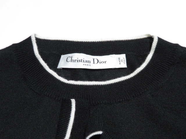 DIOR　ディオール　Bee刺繍フリルニット　レディース34　ブラック　カシミヤ　314S50AM102　2143200622363　【432】