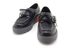 GUCCI グッチ 靴 シングルモンクローファー メンズ7ハーフ（約26.5cm） ブラッ/グレー/オレンジ 739868 2023AW