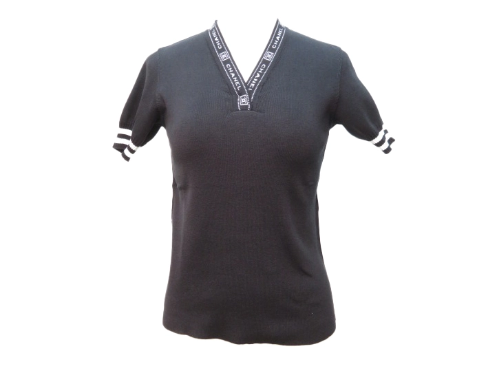 CHANEL セーター スポーツライン CHANEL シャネル スポーツライン半袖ニット レディース38 ブラック