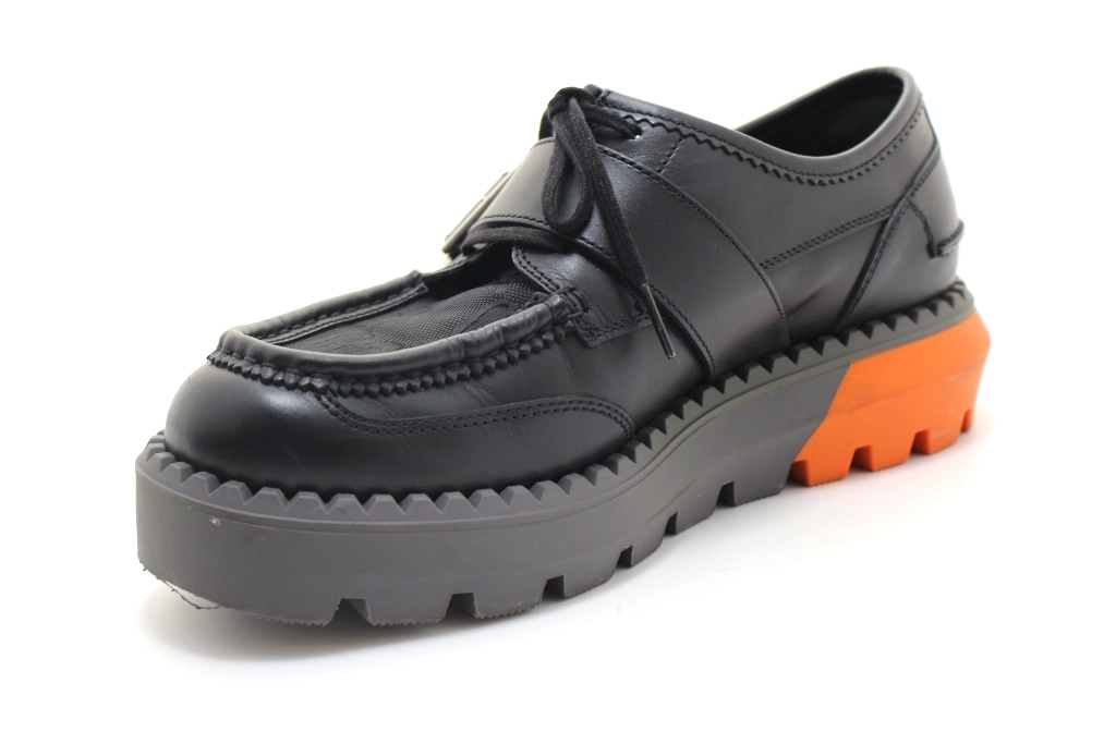 GUCCI グッチ 靴 シングルモンクローファー メンズ7ハーフ（約26.5cm） ブラッ/グレー/オレンジ 739868 2023AW