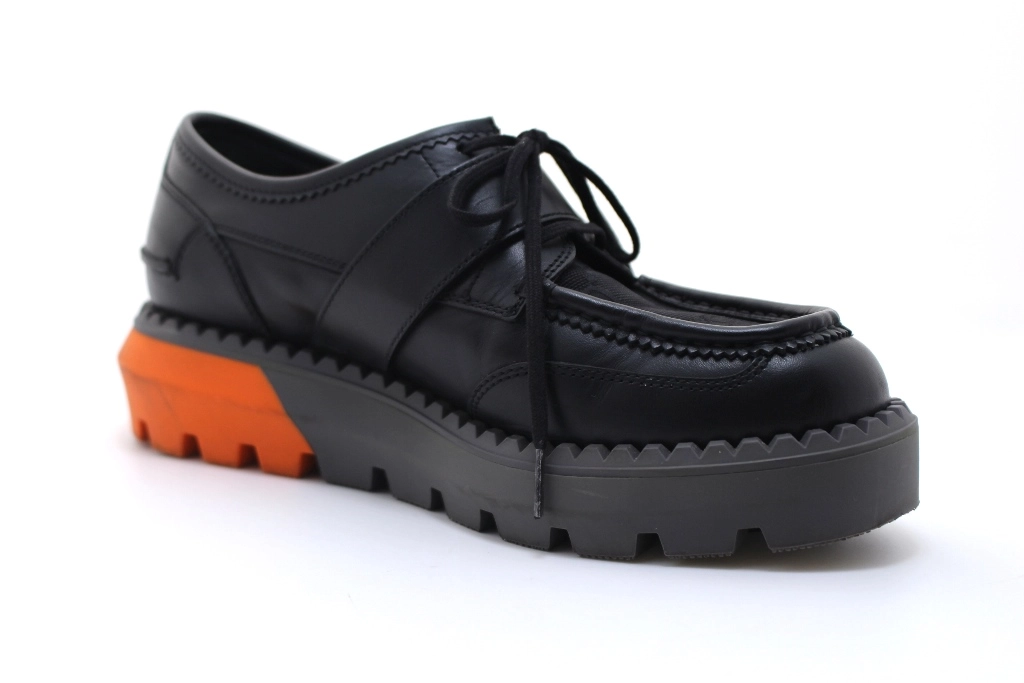 GUCCI グッチ 靴 シングルモンクローファー メンズ7ハーフ（約26.5cm） ブラッ/グレー/オレンジ 739868 2023AW