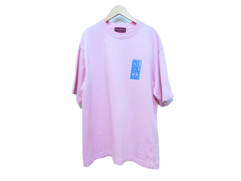 genough7575様 GUCCI グッチ ロゴプリント半袖Tシャツ メンズXS ピンク 784361