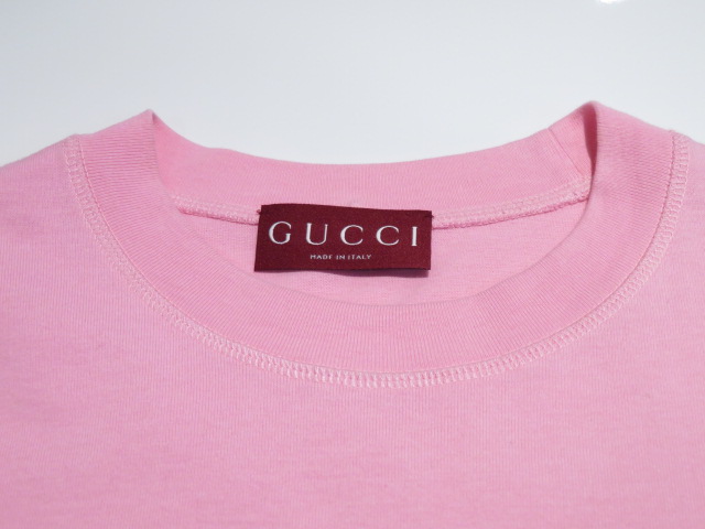 GUCCI グッチ ロゴプリント半袖Tシャツ メンズXS ピンク 784361