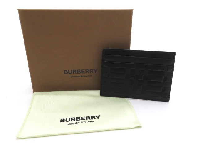 BURBERRY バーバリー 小物 エンボスチェック レザー カードケース 名刺入れ ブラック【473】の購入なら「質」の大黒屋（公式）