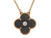 Van Cleef & Arpels ヴァンクリーフ&アーペル ヴィンテージアルハンブラ ネックレス VCARP9T000 K18ローズゴールド シルバーオブシディアン 2023限定【472】SJ