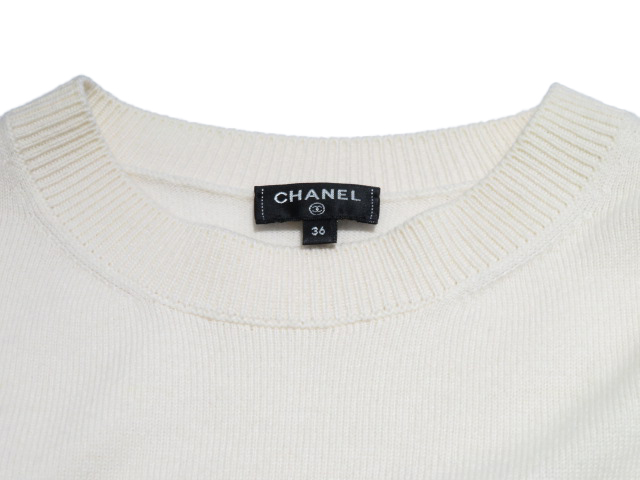 CHANEL シャネル LA PAUSAニット レディース36 ホワイト カシミヤ