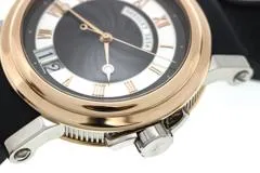Breguet ブレゲ 腕時計 2010年並行品 マリーンII ラージデイト K18ピンクゴールド/ホワイトゴールド/ラバー グレー／シルバー文字盤 自動巻き【472】SJ