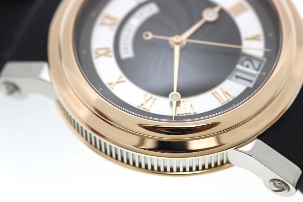 Breguet ブレゲ 腕時計 2010年並行品 マリーンII ラージデイト K18ピンクゴールド/ホワイトゴールド/ラバー グレー／シルバー文字盤 自動巻き【472】SJ