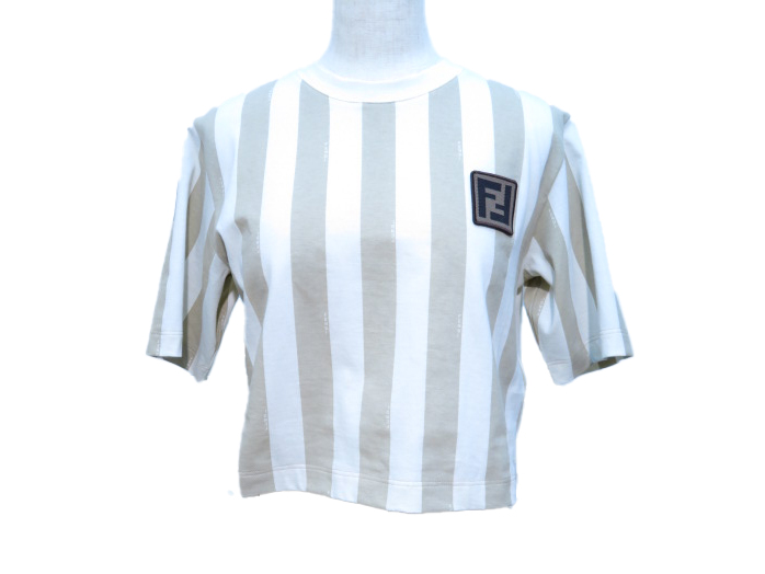 FENDI フェンディ ペカン柄Tシャツ レディースXS ベージュ コットン