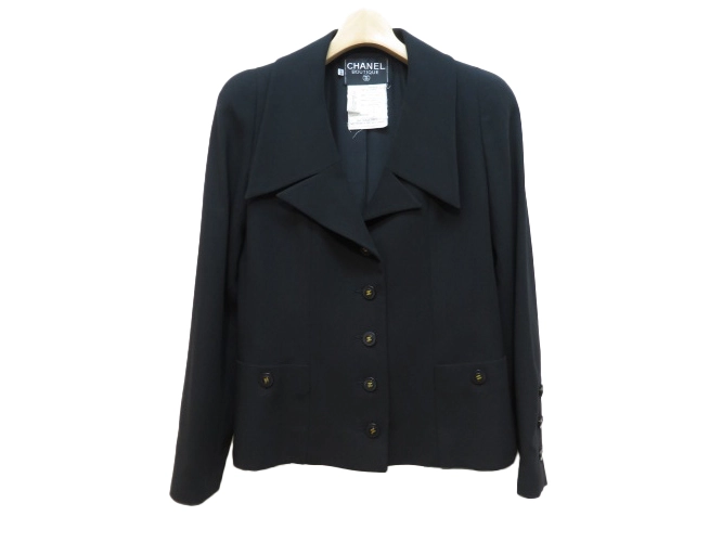 CHANEL テーラードジャケット CHANEL シャネル テーラードジャケット レディース38 ブラック