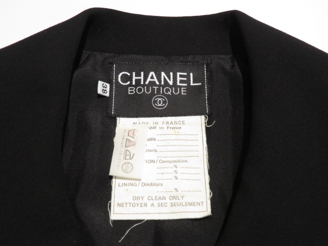 CHANEL シャネル テーラードジャケット レディース38 ブラック ファブリック 2148103931895 【432】