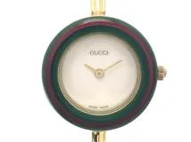 美里様さま GUCCI グッチ チェンジベゼル 11/12.2 白文字盤 茶色 グッチ GUCCI チェンジベゼル 11/12.2 ホワイト GP レディース
