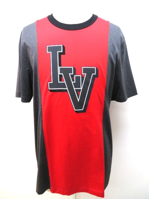 LOUIS VUITTON ルイヴィトン Tシャツ メンズ XL レッド グレー ロゴ