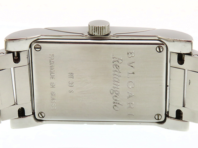 ブルガリ レッタンゴロ RT39S 革ベルト シルバー レディース 腕時計 美品 ブルガリ レッタンゴロ RT39S レザー ホワイト レディース 時計