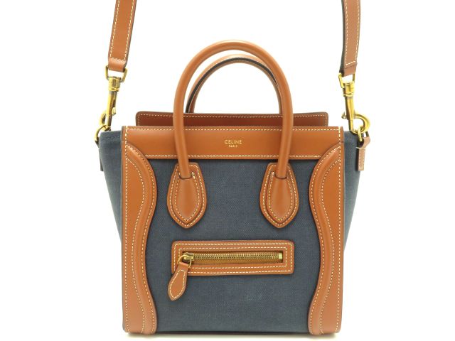 CELINE セリーヌ ラゲージナノショッパー ネイビー ブラウン