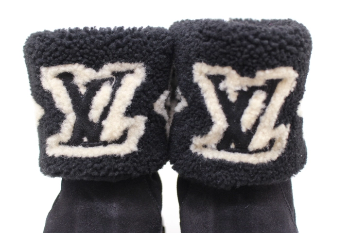 LOUIS VUITTON　ルイヴィトン　ムートンブーツ　スノードロップライン　レディース35　ブラック　スエード　2147100487756　【432】