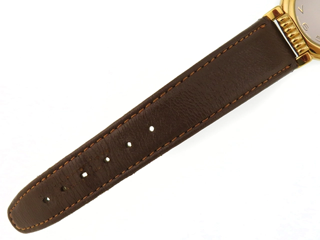 DIOR　ディオール　57.121　シルバー文字盤　GP/革　クォーツ　レディース腕時計【207】2143200637985