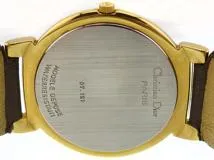 DIOR　ディオール　57.121　シルバー文字盤　GP/革　クォーツ　レディース腕時計【207】2143200637985