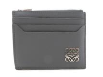 LOEWE　ロエベ　アナグラム　スクエアカードホルダー　レザー　グレー　【431】