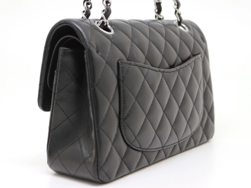 CHANEL シャネル マトラッセWフラップ23 ショルダーバッグ ブラック SV シルバー金具 ラムスキン 2120000302459【200】