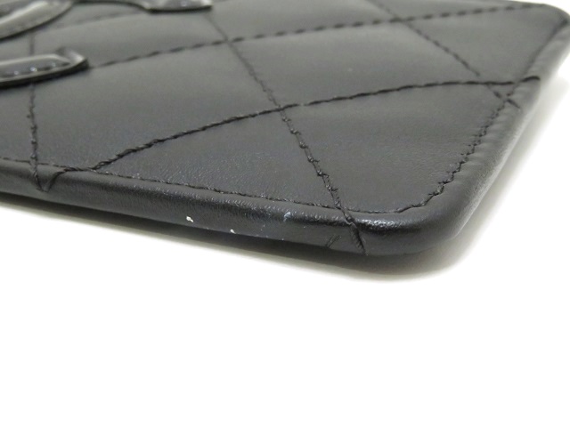 CHANEL シャネル カンボンライン カードケース ブラック レザー CHANEL シャネル カンボンライン カードケース ブラック レザー