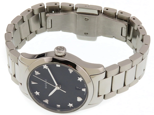 GUCCI　グッチ　Gタイムレス　126.5　ステンレススチール　ブラック文字盤　クオーツ　レディース時計　2148103890024【207】