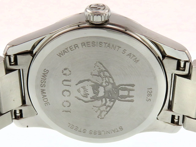 GUCCI　グッチ　Gタイムレス　126.5　ステンレススチール　ブラック文字盤　クオーツ　レディース時計　2148103890024【207】