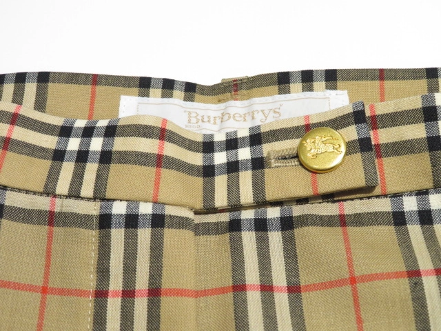 BURBERRY　バーバリー　チェック柄パンツ　レディース40　ベージュ　ウール　01160-40　2148103919541　【432】