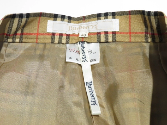 BURBERRY　バーバリー　チェック柄パンツ　レディース40　ベージュ　ウール　01160-40　2148103919541　【432】