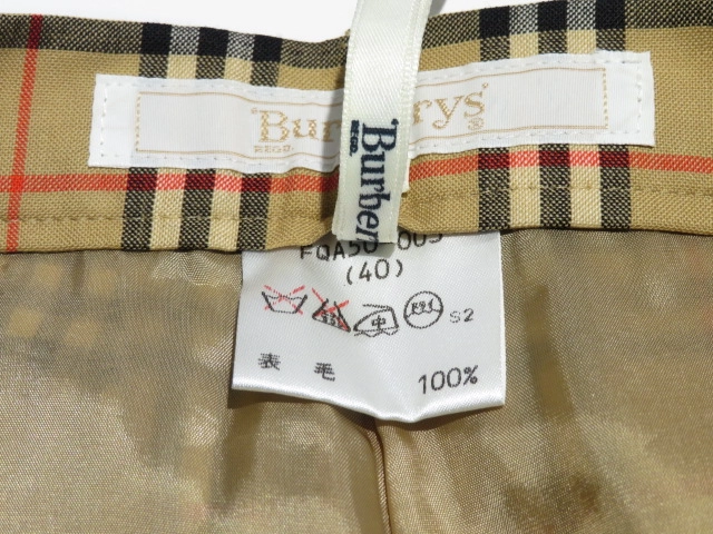 BURBERRY　バーバリー　チェック柄パンツ　レディース40　ベージュ　ウール　01160-40　2148103919541　【432】