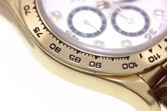 N番 ROLEX ロレックス 腕時計 コスモグラフ デイトナ 16518G 8Pダイヤモンドホワイト文字盤 逆6 K18イエローゴールド/クロコベルト 自動巻き【472】SJ