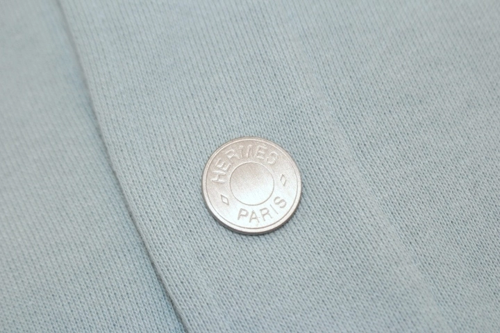 HERMES エルメス 衣類 テディジャケット メンズM ライトブルー コットン （2143000667953）【432】