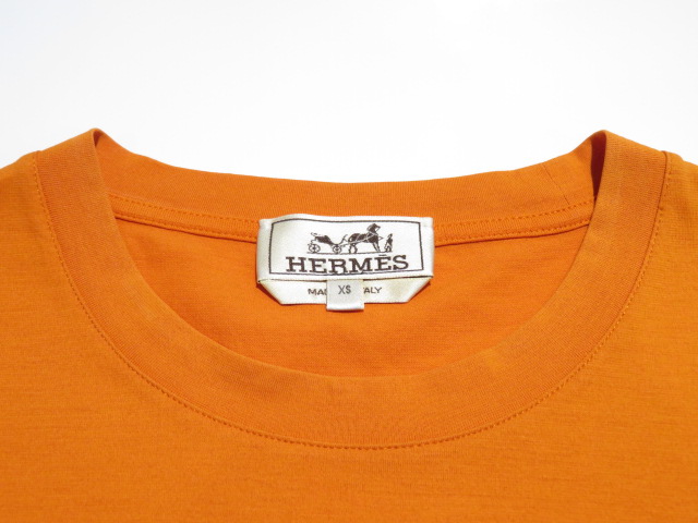 HERMES エルメス Tシャツ メンズXS オレンジ コットン 2148103896347