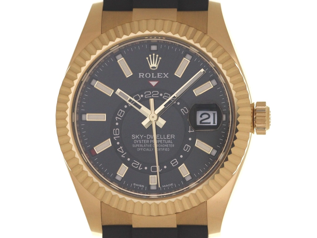 2023年6月正規品 ROLEX ロレックス スカイドゥエラー 326238 K18イエローゴールド/オイスターフレック ブライトブラック文字盤 自動巻き【472】SJ