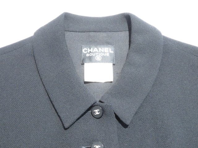 CHANEL シャネル 半袖ワンピース レディース38 ブラック ウール