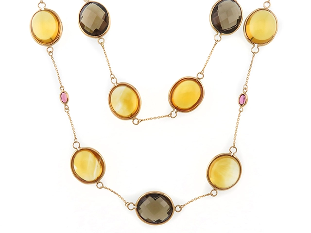 JEWELRY ノンブランドジュエリー ネックレス K18ピンクゴールド マルチカラーストーン96.81ct【472】SJ