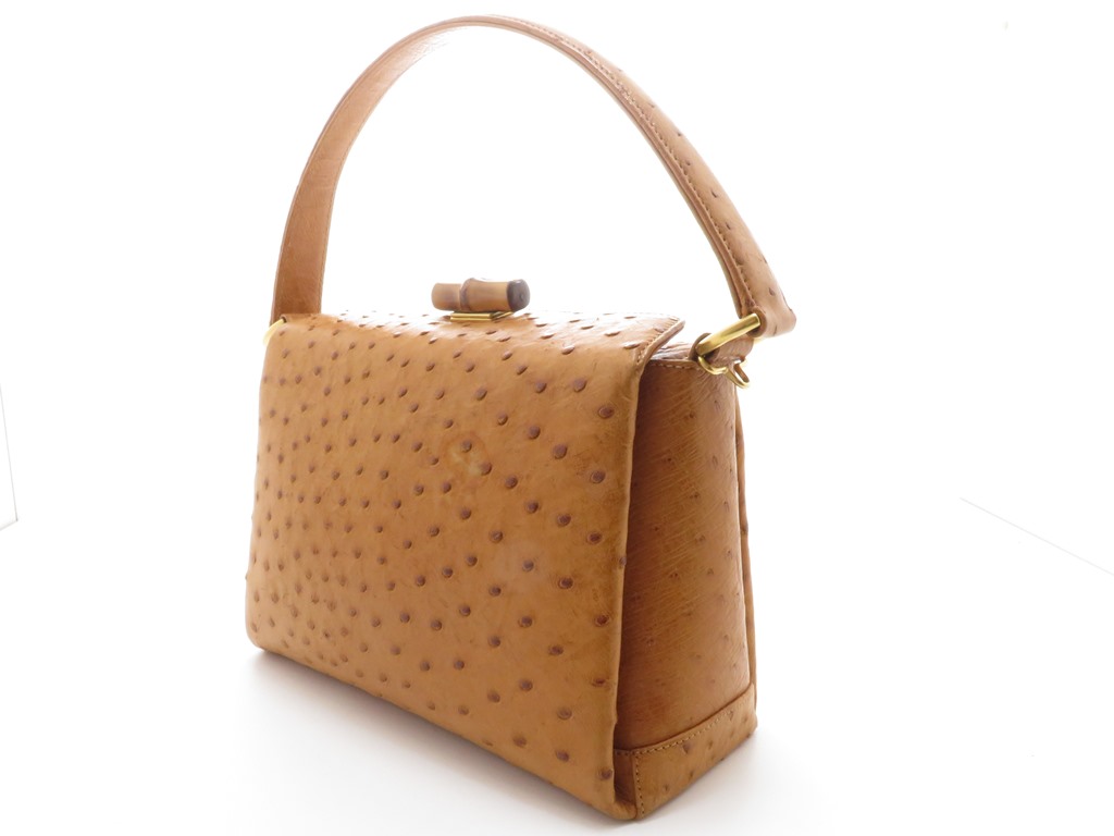 GUCCI グッチ バンブー2wayショルダー キャメル オーストリッチ【431