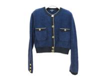 CHANEL　シャネル　カーディガン　レディース38　ネイビー　コットン　P60477K46062 MF782　2148103931871　【432】