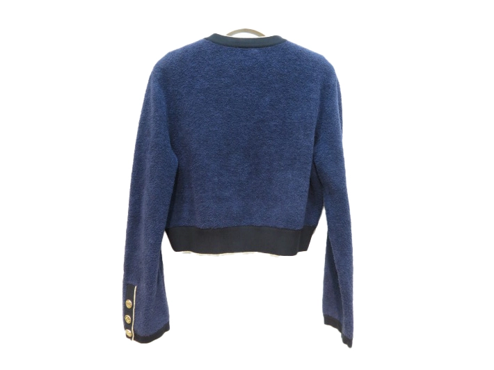 CHANEL シャネル カーディガン レディース38 ネイビー コットン P60477K46062 MF782 2148103931871 【432】