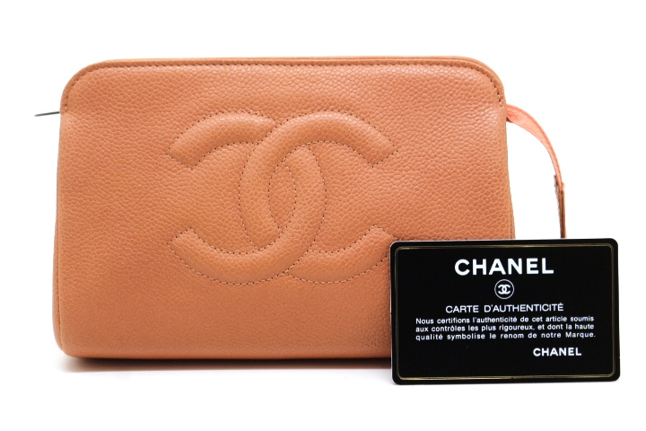 CHANEL シャネル ココマークポーチ ピンクベージュ シルバー金具 小物