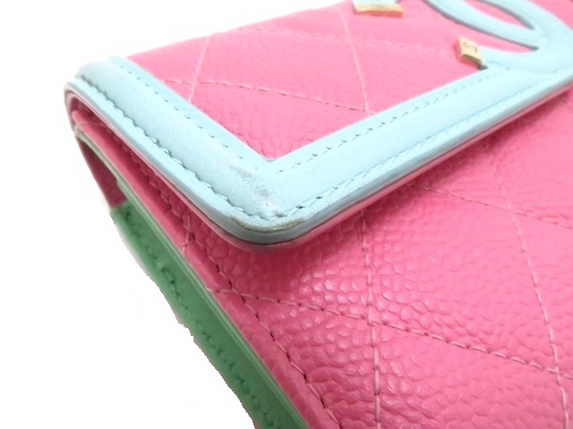CHANEL シャネル フィリグリーZIP長財布 ピンク/ミズイロ CHANEL シャネル フィリグリーZIP長財布 ピンク/ミズイロ