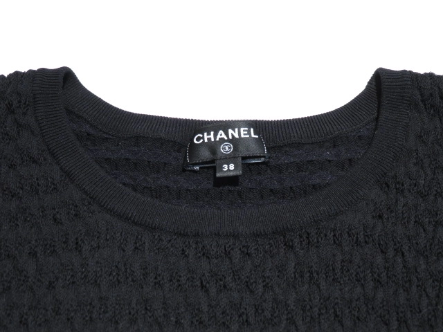 CHANEL　シャネル　ニットワンピース　レディース38　ブラック　コットン　2143000730138　【432】