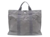 エルメス　グレー キャンバス トートバッグ エルメス エールラインMM キャンバス トートバッグ グレー