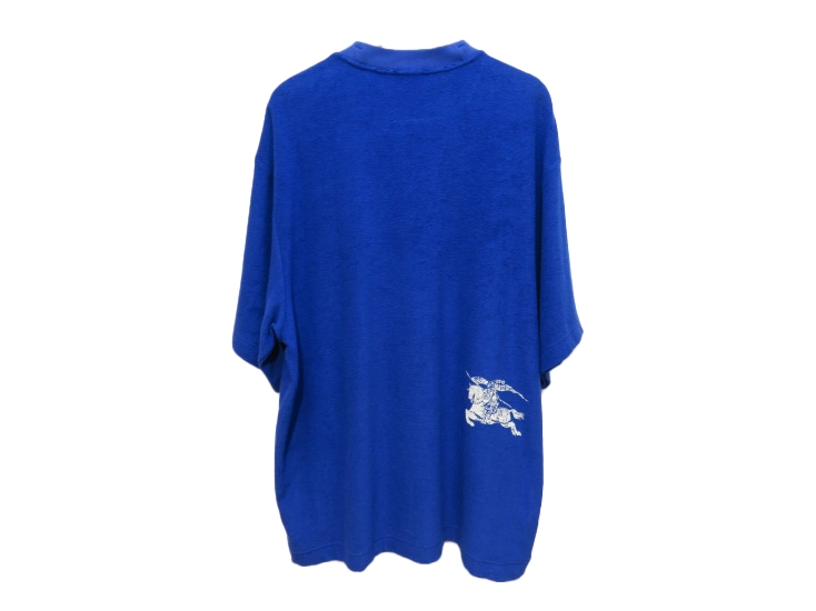 BURBERRY　バーバリー　パイルTシャツ　メンズM　ブルー　コットン　8081234　2148103919244　【432】