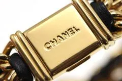 CHANEL シャネル 腕時計 プルミエールXL H0001 ゴールドメッキ/革 ブラック文字盤 XLサイズ クオーツ【472】SJ