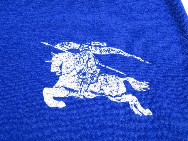 BURBERRY　バーバリー　パイルTシャツ　メンズM　ブルー　コットン　8081234　2148103919244　【432】